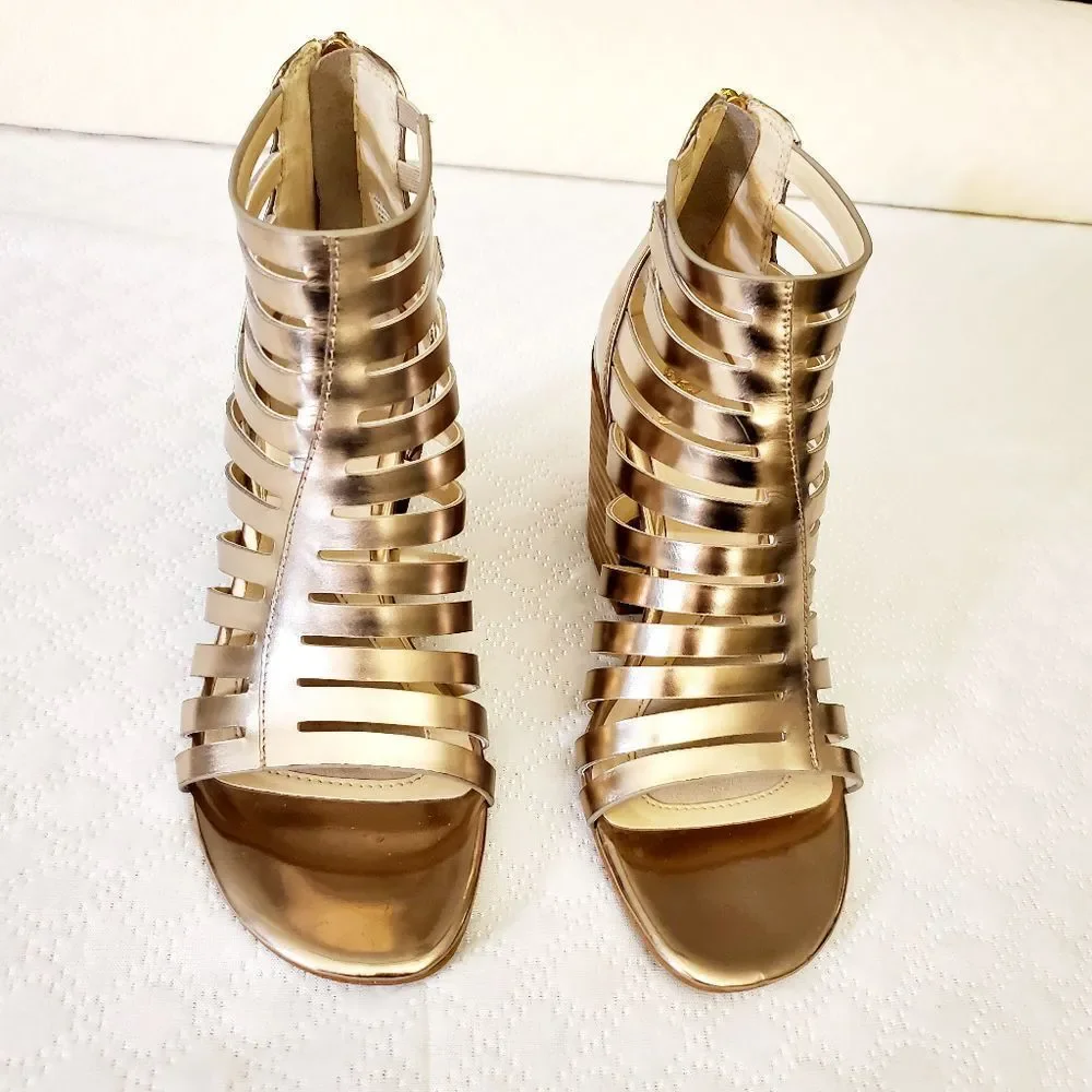 Isola Metallic Gold Caged Sandals Size 6 - Picture 3 of 11